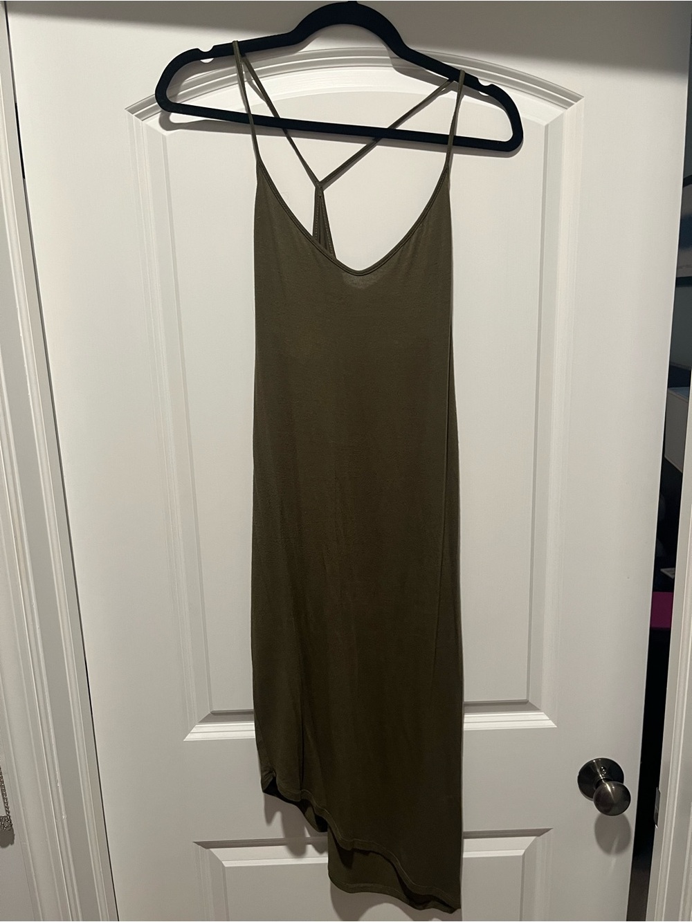Olive Green Asymmetrical Slip Dress